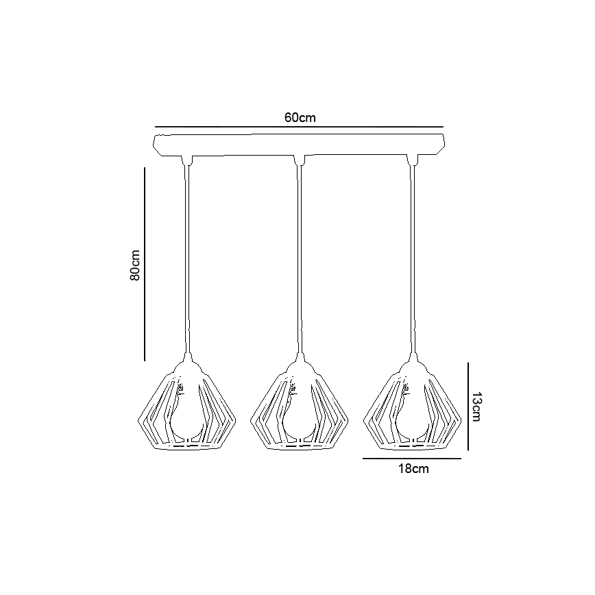 Candelabro suspenso CEED 3xE27/60W/230V branco