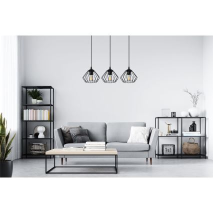 Candelabro suspenso CEED 3xE27/60W/230V preto