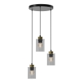 Candelabro suspenso CHIC 3xE27/60W/230V preto/cinzento