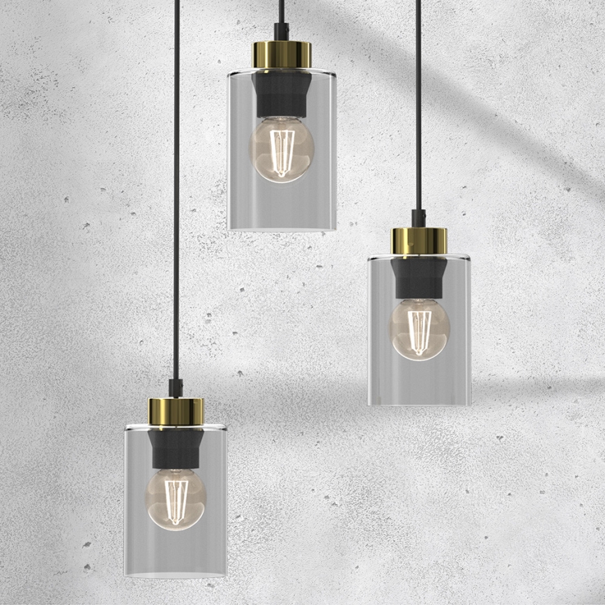 Candelabro suspenso CHIC 3xE27/60W/230V preto/cinzento