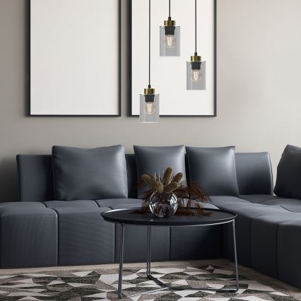 Candelabro suspenso CHIC 3xE27/60W/230V preto/cinzento