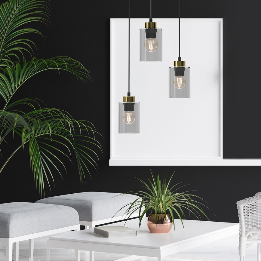 Candelabro suspenso CHIC 3xE27/60W/230V preto/cinzento