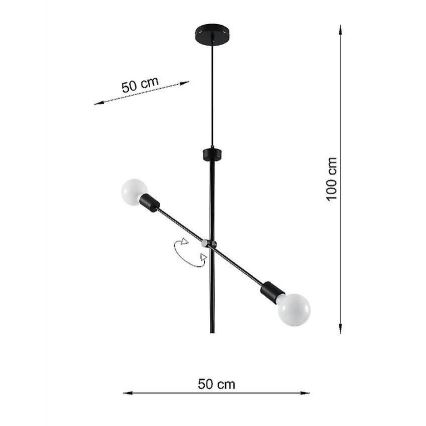 Candelabro suspenso CONCEPT 2xE27/60W/230V