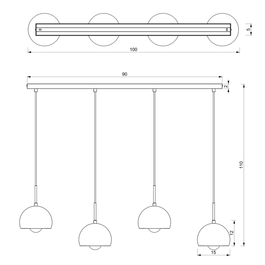 Candelabro suspenso COOL 4xE27/60W/230V preto