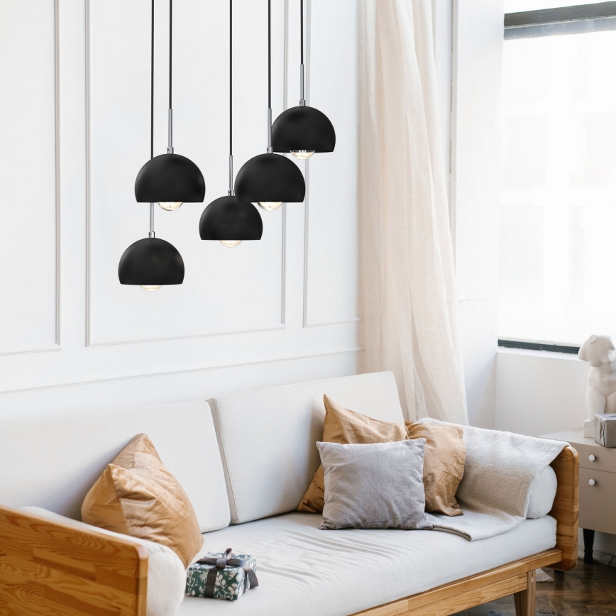 Candelabro suspenso COOL 5xE27/60W/230V preto