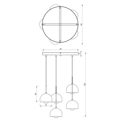 Candelabro suspenso COOL 5xE27/60W/230V preto