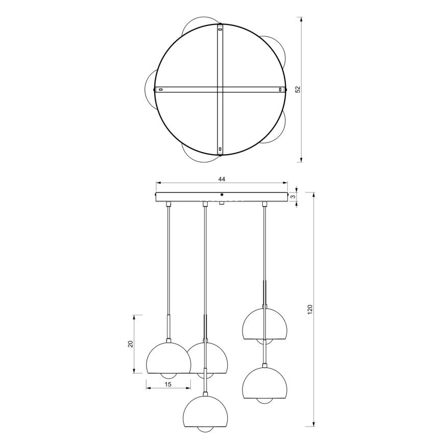 Candelabro suspenso COOL 5xE27/60W/230V preto