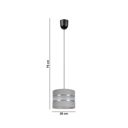 Candelabro suspenso CORAL 1xE27/60W/230V d. 20 cm cinzento