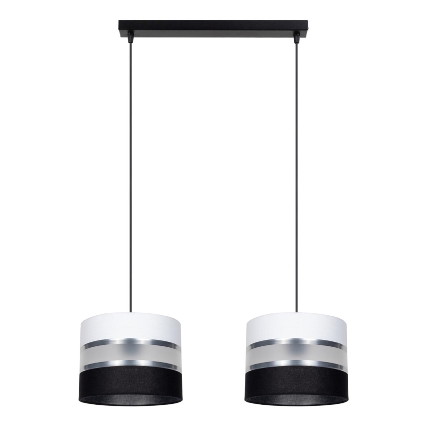 Candelabro suspenso CORAL 2xE27/60W/230V preto e branco
