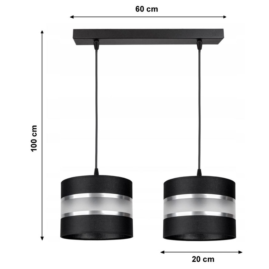 Candelabro suspenso CORAL 2xE27/60W/230V preto
