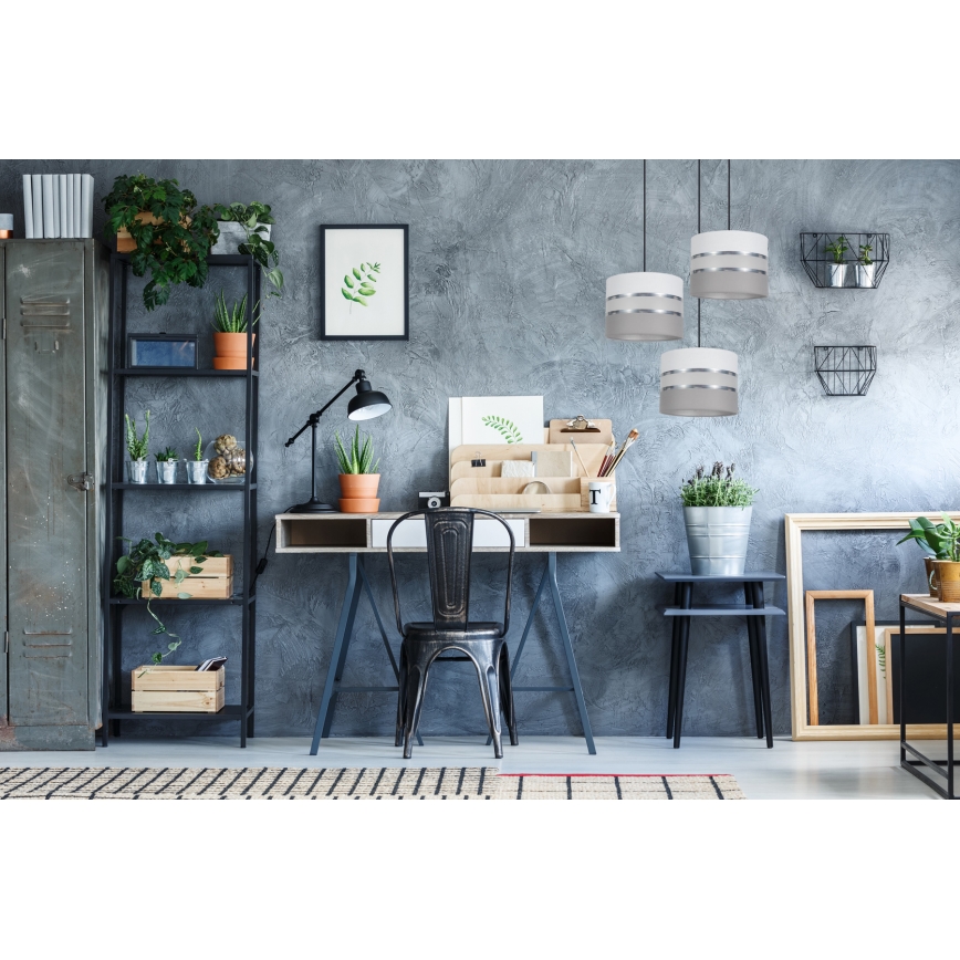 Candelabro suspenso CORAL 3xE27/60W/230V branco/cinzento