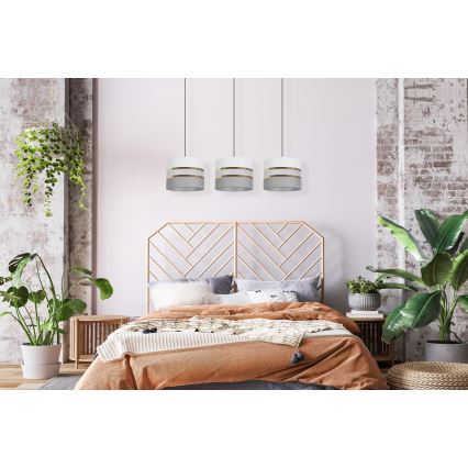 Candelabro suspenso CORAL 3xE27/60W/230V branco/cinzento