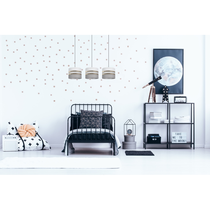 Candelabro suspenso CORAL 3xE27/60W/230V branco/cinzento