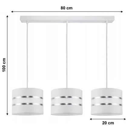 Candelabro suspenso CORAL 3xE27/60W/230V branco