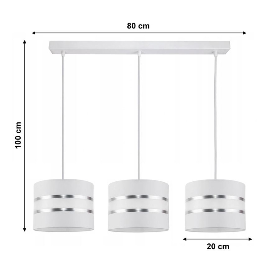 Candelabro suspenso CORAL 3xE27/60W/230V branco