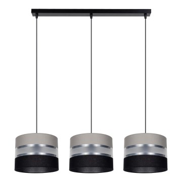 Candelabro suspenso CORAL 3xE27/60W/230V preto e cinzento