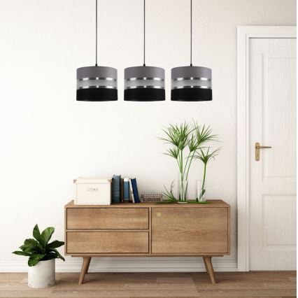 Candelabro suspenso CORAL 3xE27/60W/230V preto e cinzento