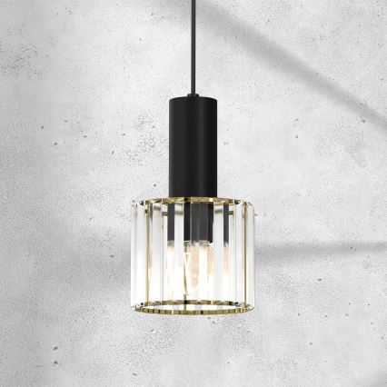 Candelabro suspenso CRISTAL 1xE27/60W/230V preto