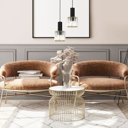 Candelabro suspenso CRISTAL 1xE27/60W/230V preto