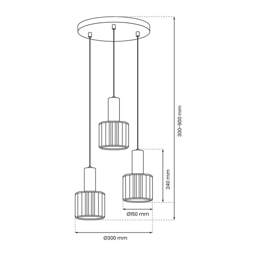 Candelabro suspenso CRISTAL 3xE27/60W/230V preto