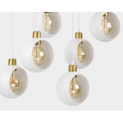 Candelabro suspenso CYKLOP 6xE27/60W/230V branco