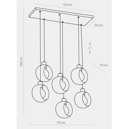 Candelabro suspenso CYKLOP 6xE27/60W/230V branco