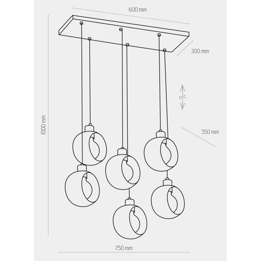 Candelabro suspenso CYKLOP 6xE27/60W/230V branco