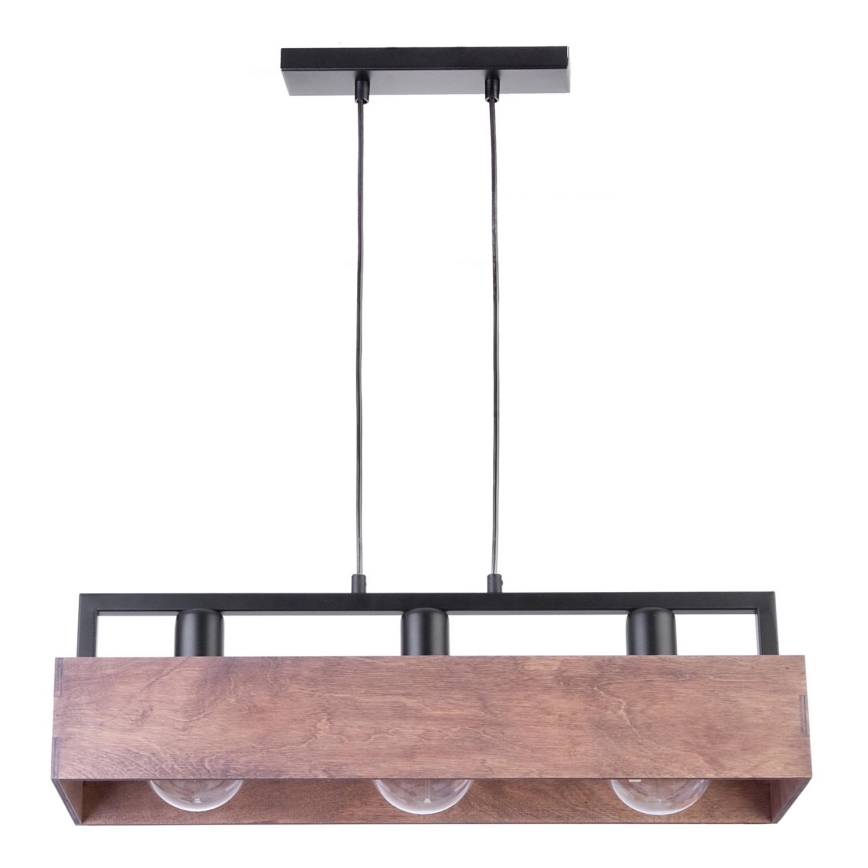 Candelabro suspenso DAKOTA 3xE27/60W/230V madeira/preto