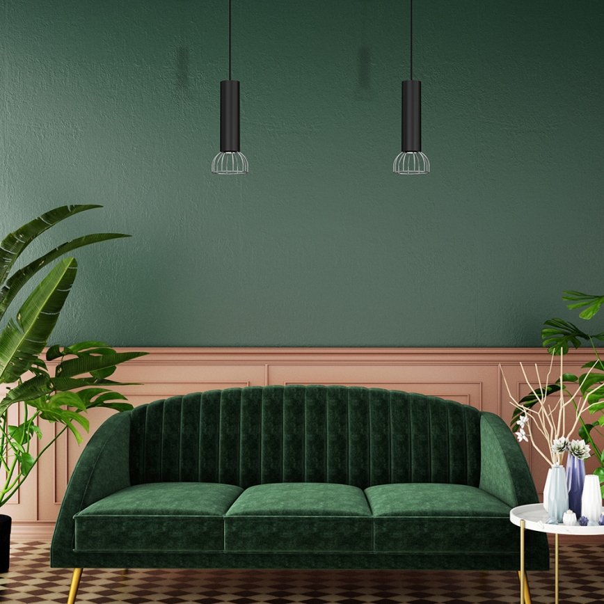 Candelabro suspenso DANTE 1xGU10/25W/230V preto/cromado brilhante