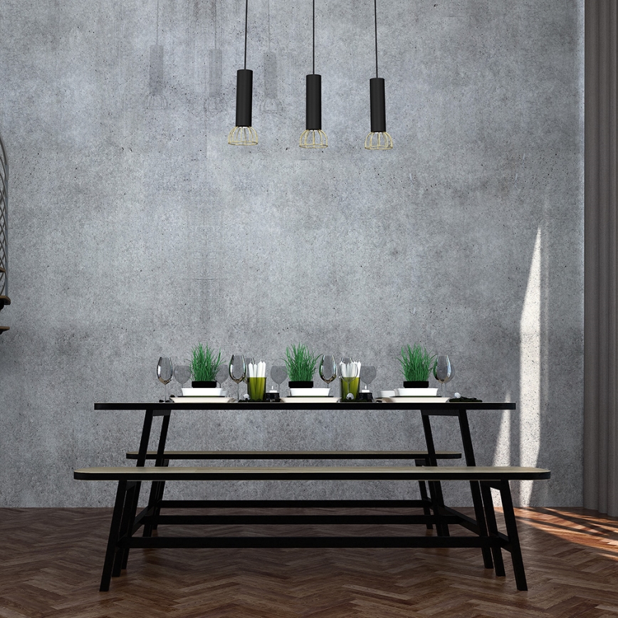 Candelabro suspenso DANTE 3xGU10/25W/230V preto/dourado