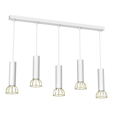 Candelabro suspenso DANTE 5xGU10/25W/230V branco/dourado