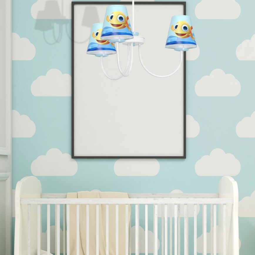 Candelabro suspenso de criança FISH 3xE14/40W/230V