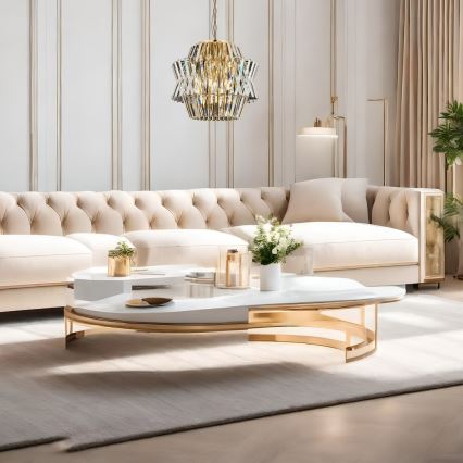 Candelabro suspenso de cristal CROWN 12xE14/40W/230V dourada