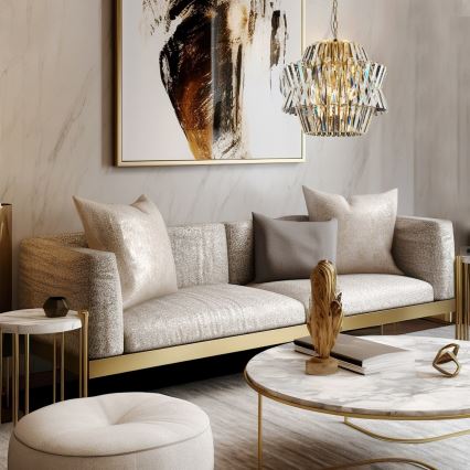 Candelabro suspenso de cristal CROWN 12xE14/40W/230V dourada