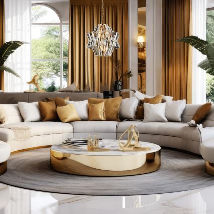 Candelabro suspenso de cristal CROWN 4xE14/40W/230V dourada