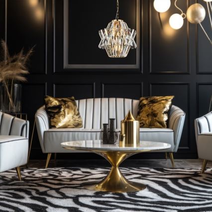 Candelabro suspenso de cristal CROWN 4xE14/40W/230V dourada