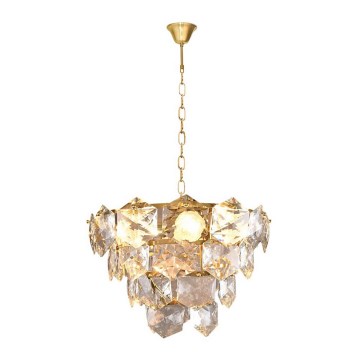 Candelabro Suspenso de Cristal DIANA 6xE14/40W/230V Dourado