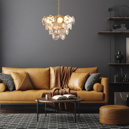 Candelabro Suspenso de Cristal DIANA 6xE14/40W/230V Dourado