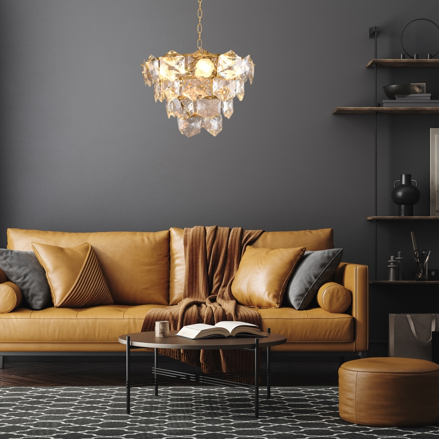 Candelabro Suspenso de Cristal DIANA 6xE14/40W/230V Dourado