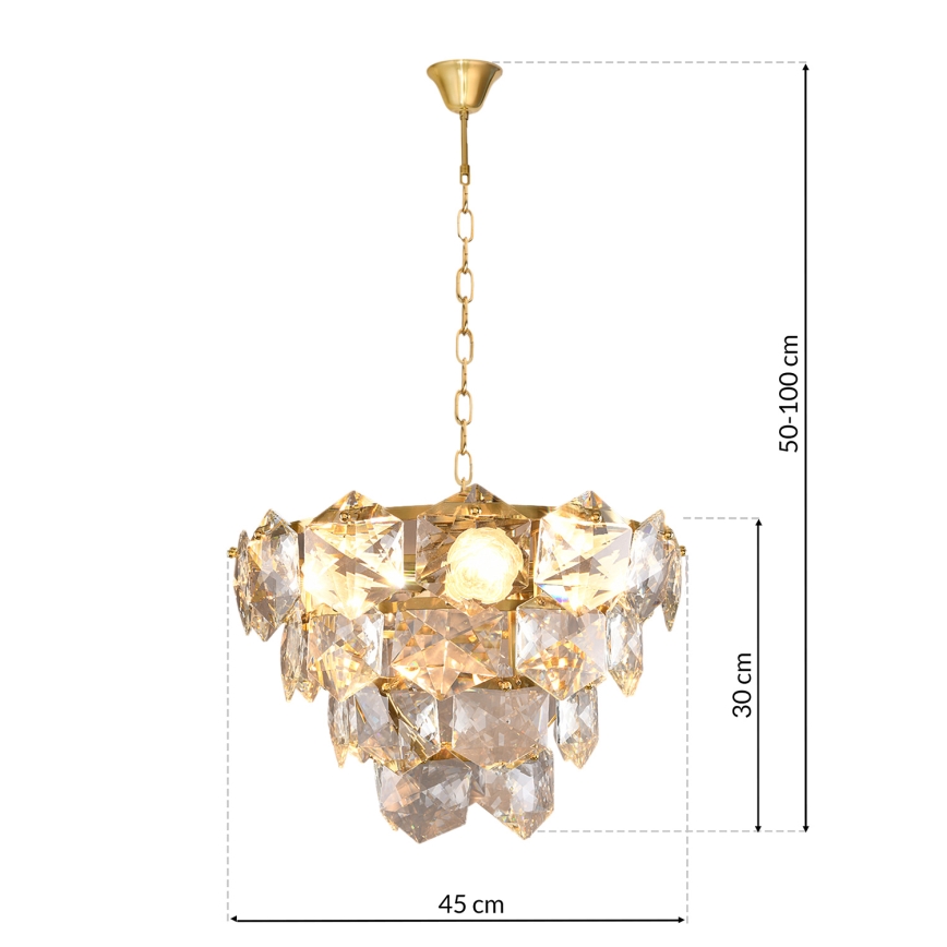 Candelabro Suspenso de Cristal DIANA 6xE14/40W/230V Dourado