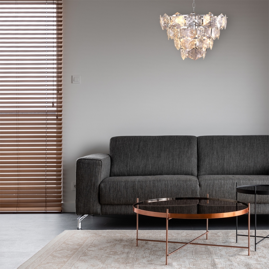 Candelabro Suspenso de Cristal DIANA 6xE14/40W/230V Mate cromado