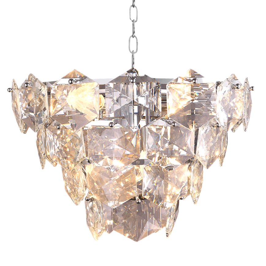 Candelabro Suspenso de Cristal DIANA 6xE14/40W/230V Mate cromado