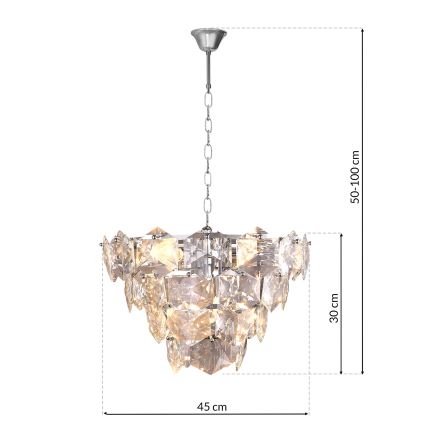 Candelabro Suspenso de Cristal DIANA 6xE14/40W/230V Mate cromado