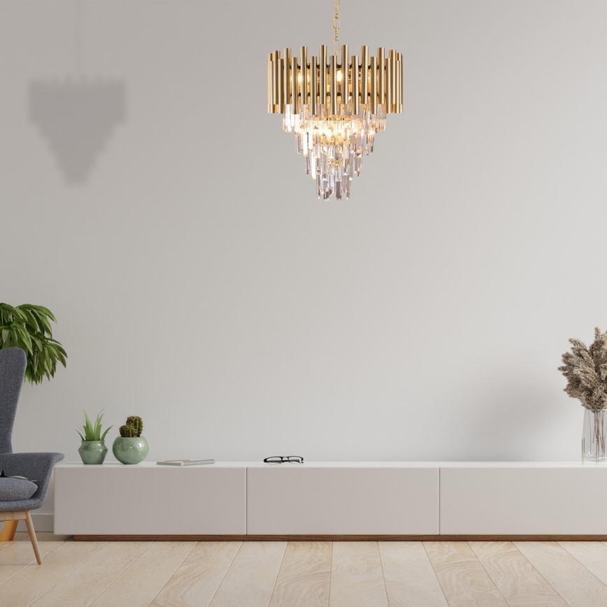 Candelabro suspenso de cristal MADISON 9xE14/40W/230V dourado