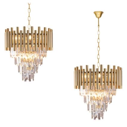 Candelabro suspenso de cristal MADISON 9xE14/40W/230V dourado