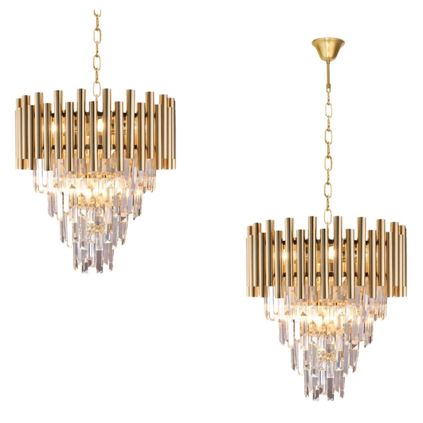 Candelabro suspenso de cristal MADISON 9xE14/40W/230V dourado