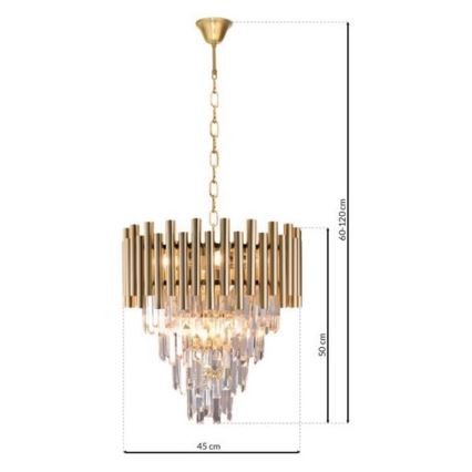 Candelabro suspenso de cristal MADISON 9xE14/40W/230V dourado