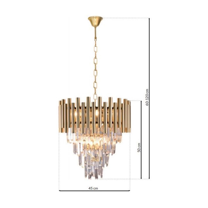 Candelabro suspenso de cristal MADISON 9xE14/40W/230V dourado
