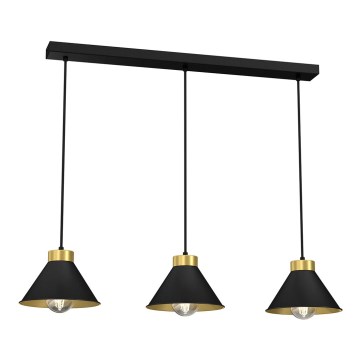 Candelabro suspenso DEMET 3xE27/60W/230V preto/dourado