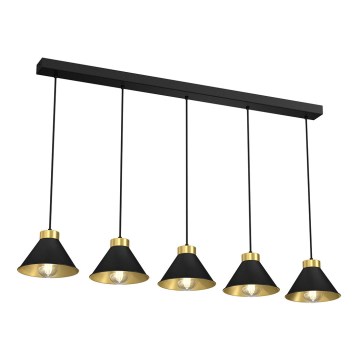 Candelabro suspenso DEMET 5xE27/60W/230V preto/dourado